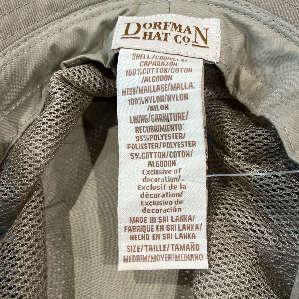 Dorfman Pacific Packable Outdoorsman Hat. Medium with sizing tape. NWT - Picture 3 of 8